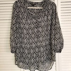 Lucky Brand Sheer Print Hi-Lo Top Size XL